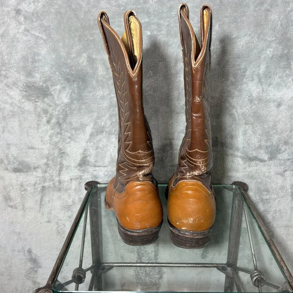 VTG. Tony Lama Boots 6243  Lizard Wingtip Leather Men  7.5E Lemonwood pegs Read*